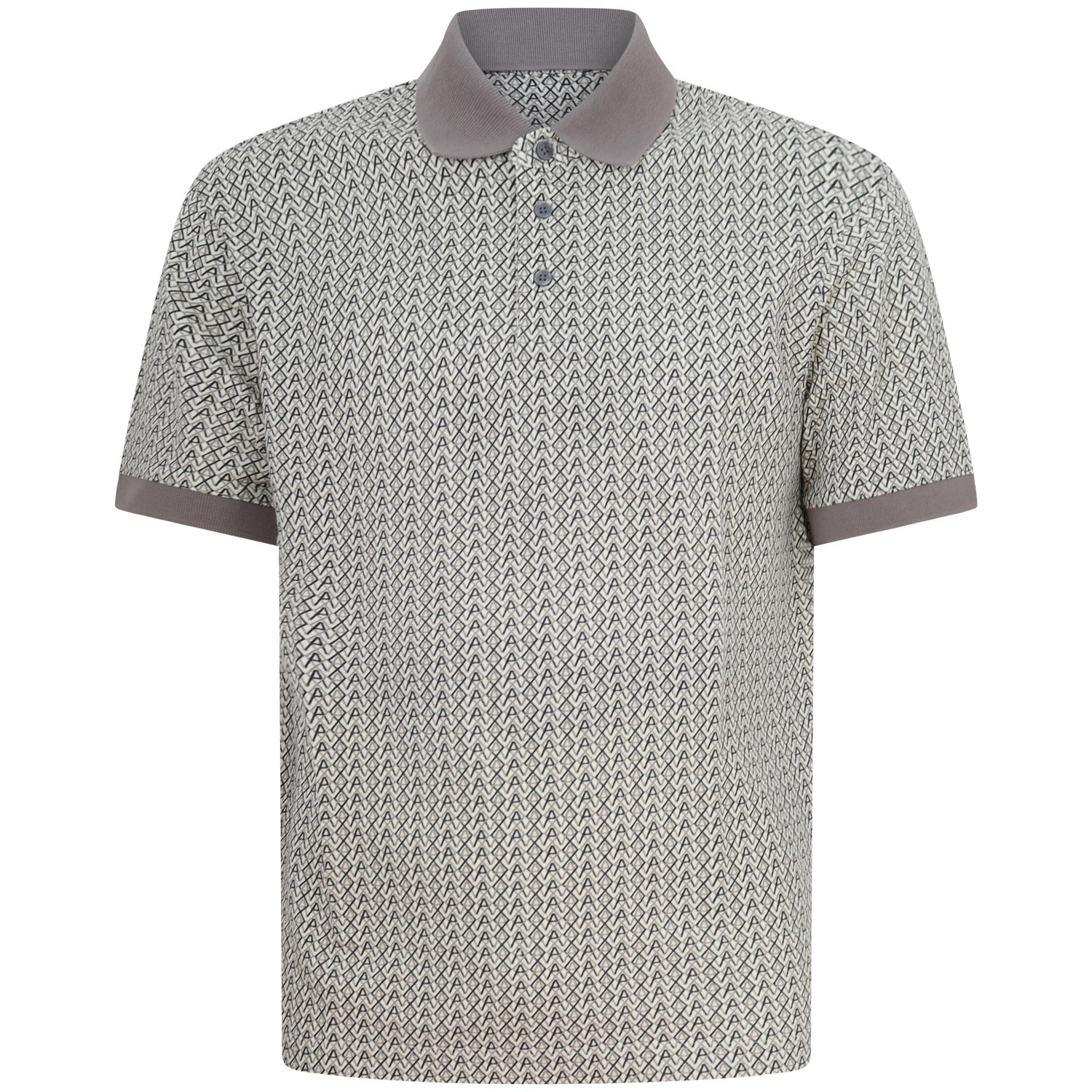 Polo beige con logo all over per uomo