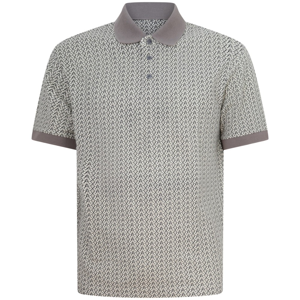 Polo beige con logo all over per uomo