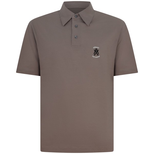 Polo marrone con logo laterale per uomo