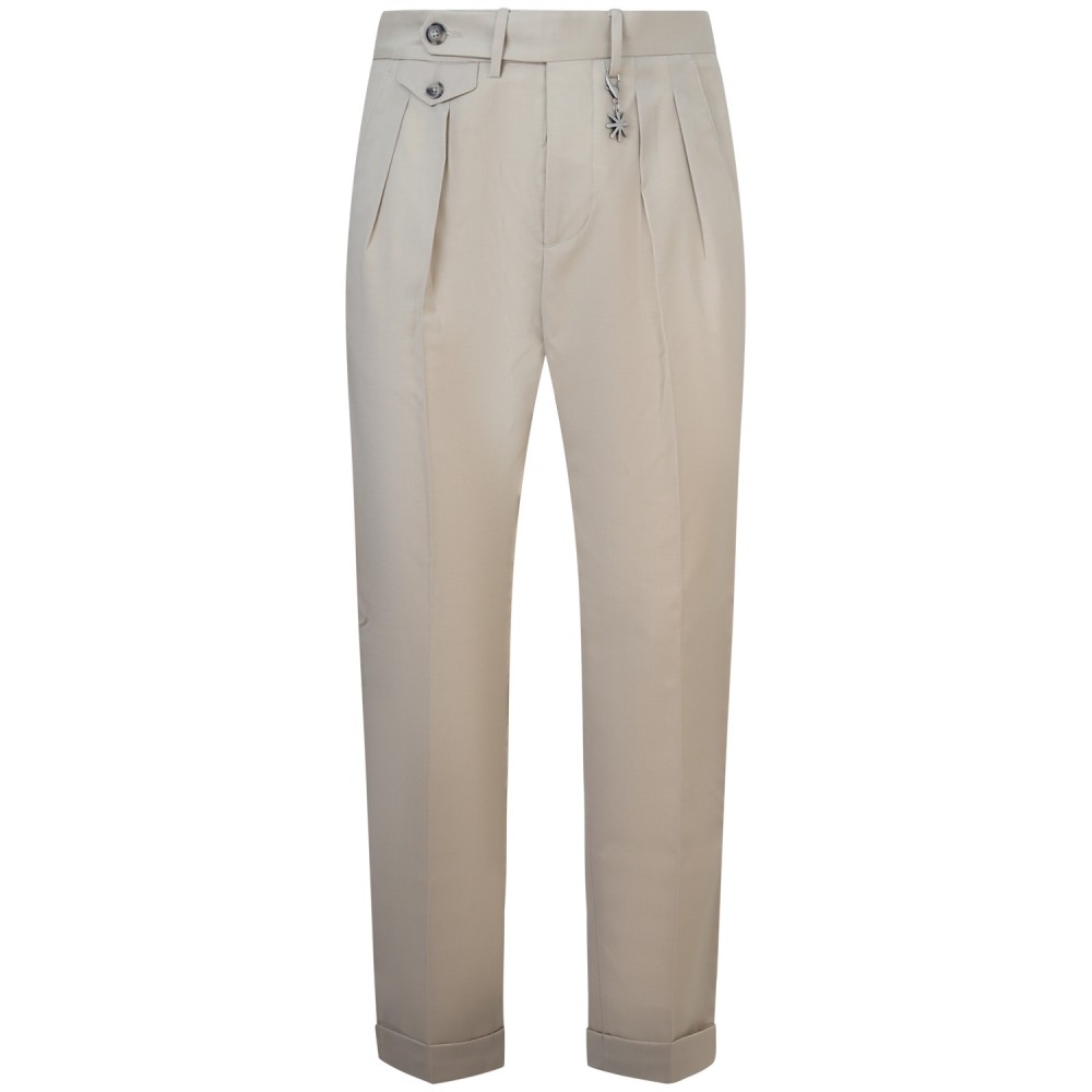 Pantalone beige con pinces per uomo