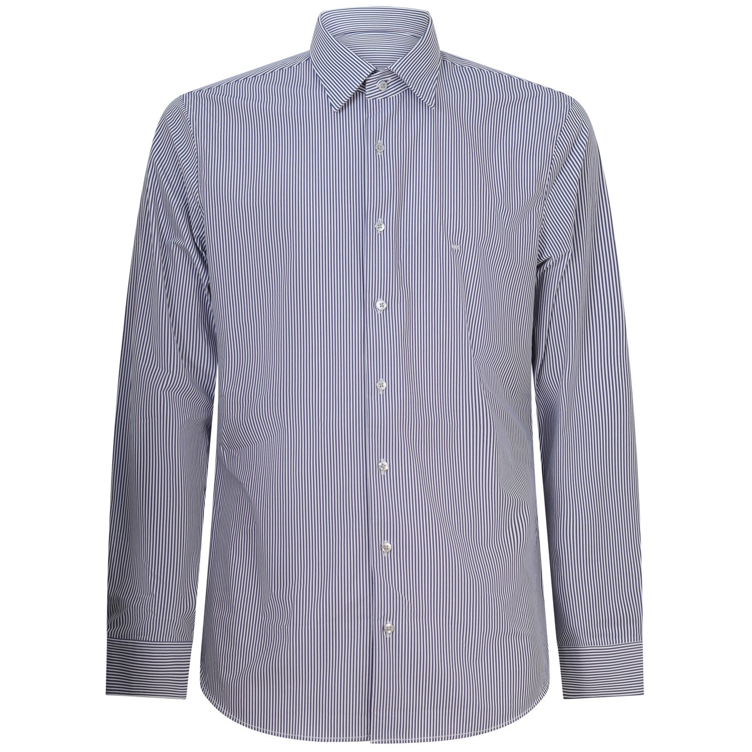 Camicia blu a righe con mini logo per uomo