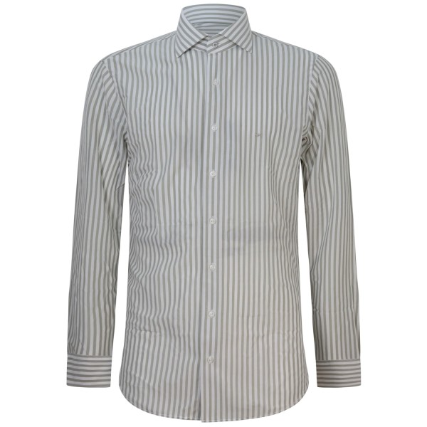 Camicia beige a righe con mini logo per uomo