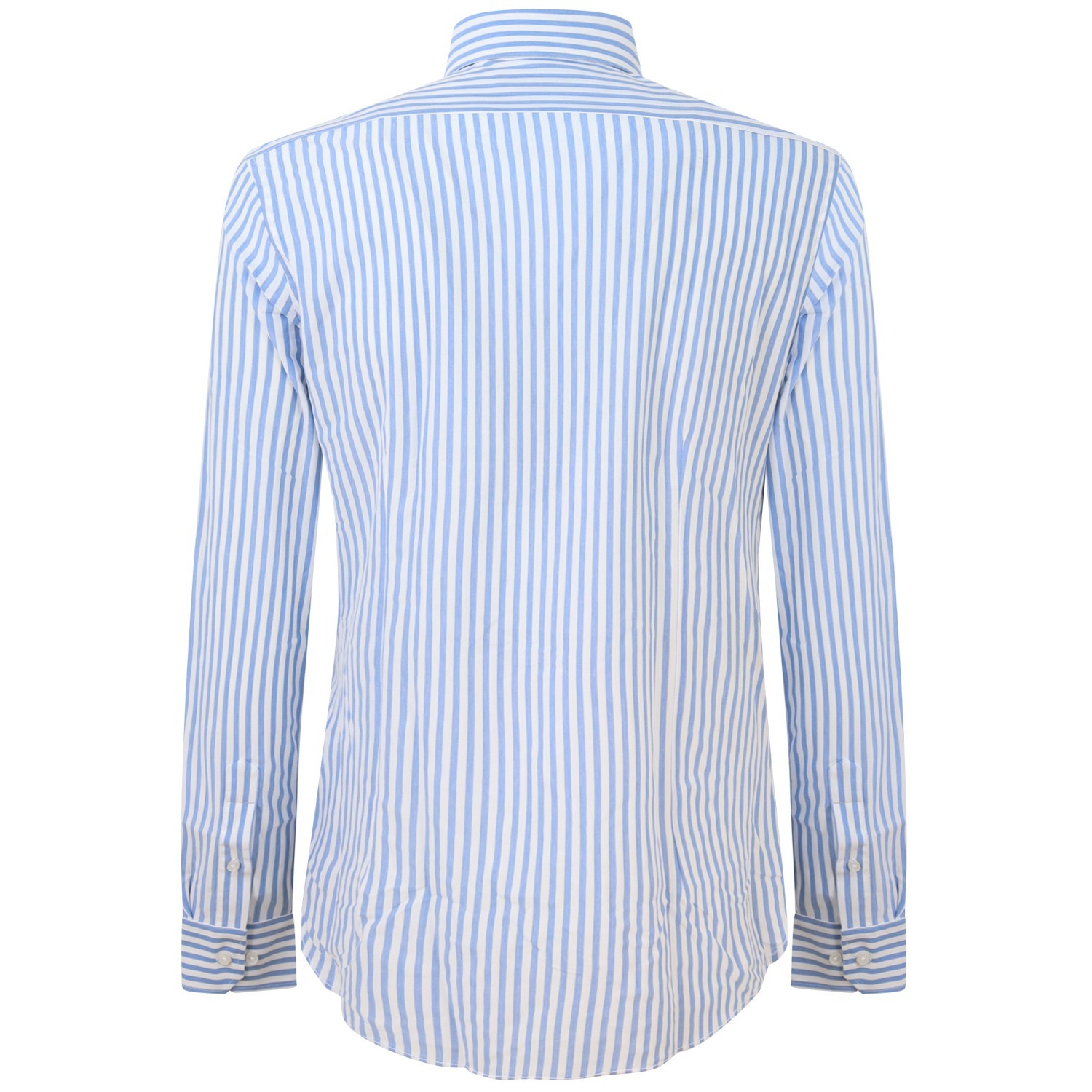 Camicia celeste a righe con mini logo per uomo 2