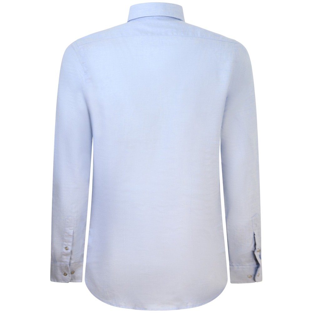 Camicia celeste in lino e cotone per uomo