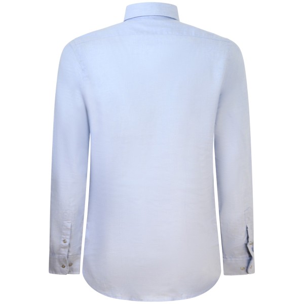Camicia celeste in lino e cotone per uomo