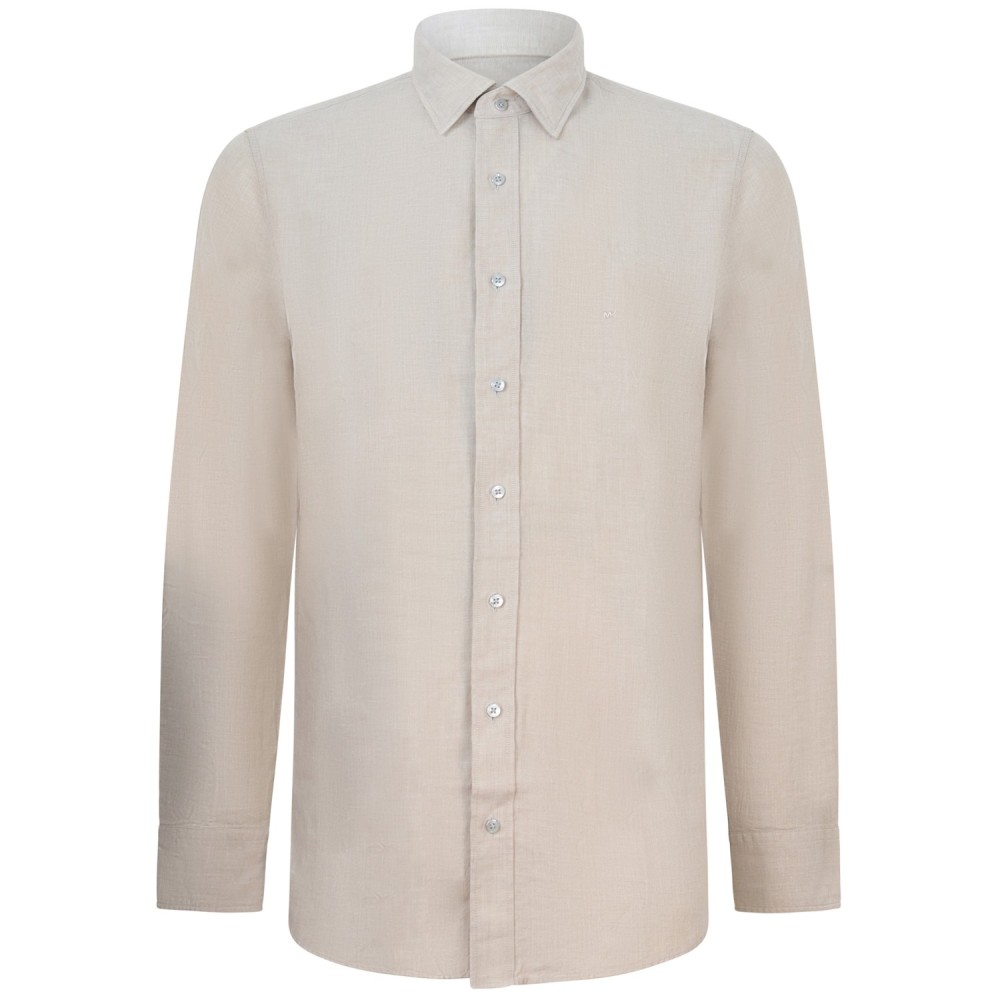 Camicia beige in lino  e cotone per uomo