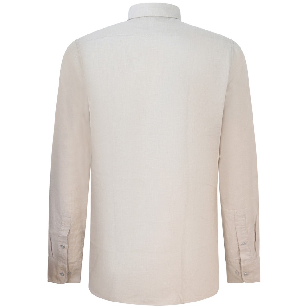 Camicia beige in lino  e cotone per uomo