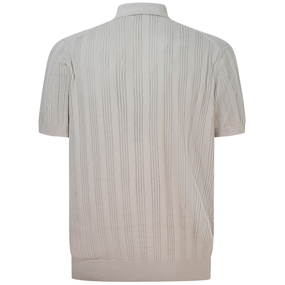 Polo in maglia traforata beige per uomo