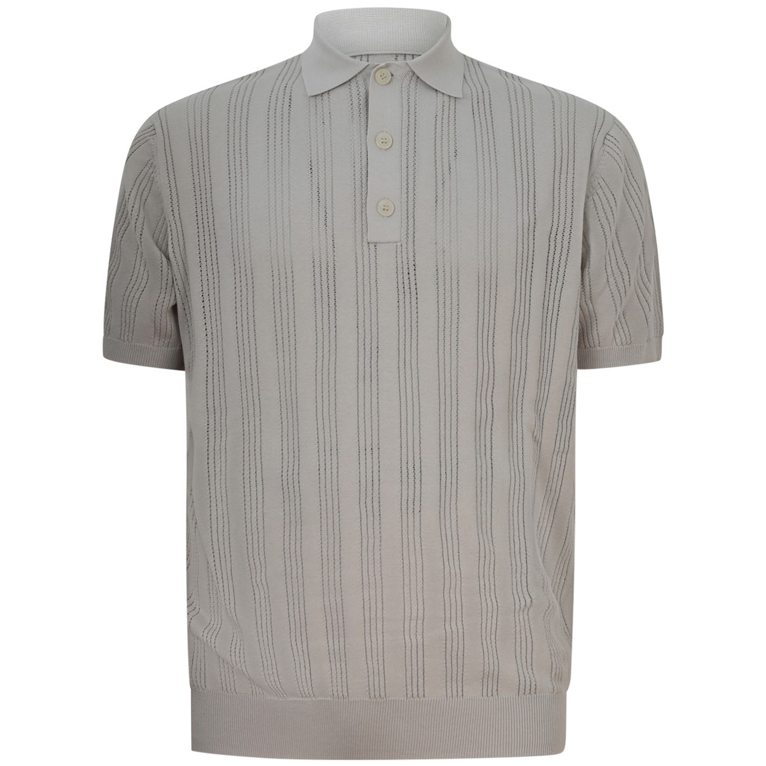 Polo in maglia traforata beige per uomo