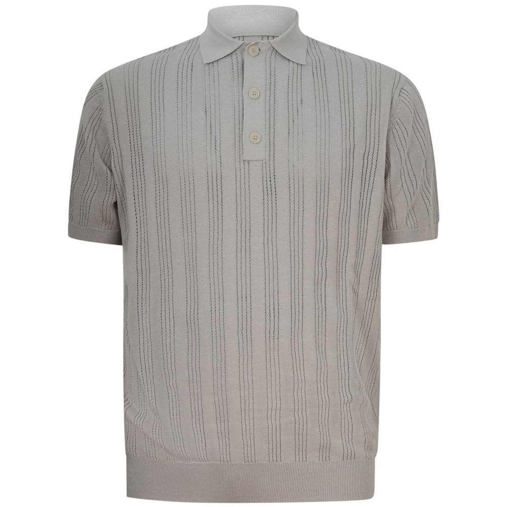 Polo in maglia traforata beige per uomo
