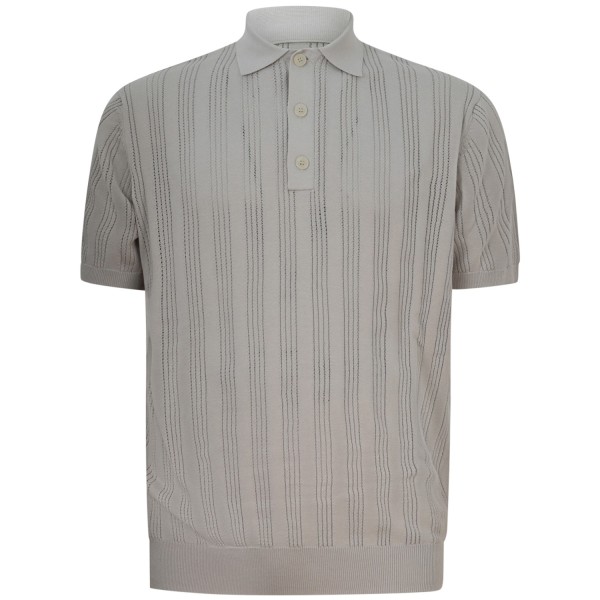 Polo in maglia traforata beige per uomo