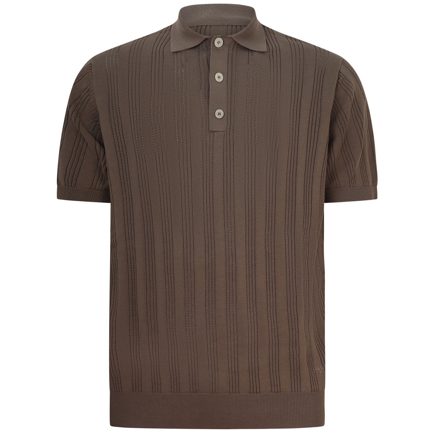 Polo in maglia traforata marrone per uomo