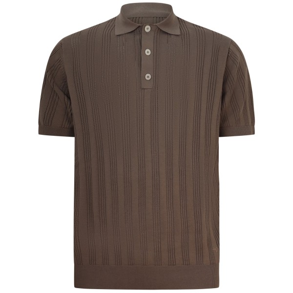 Polo in maglia traforata marrone per uomo