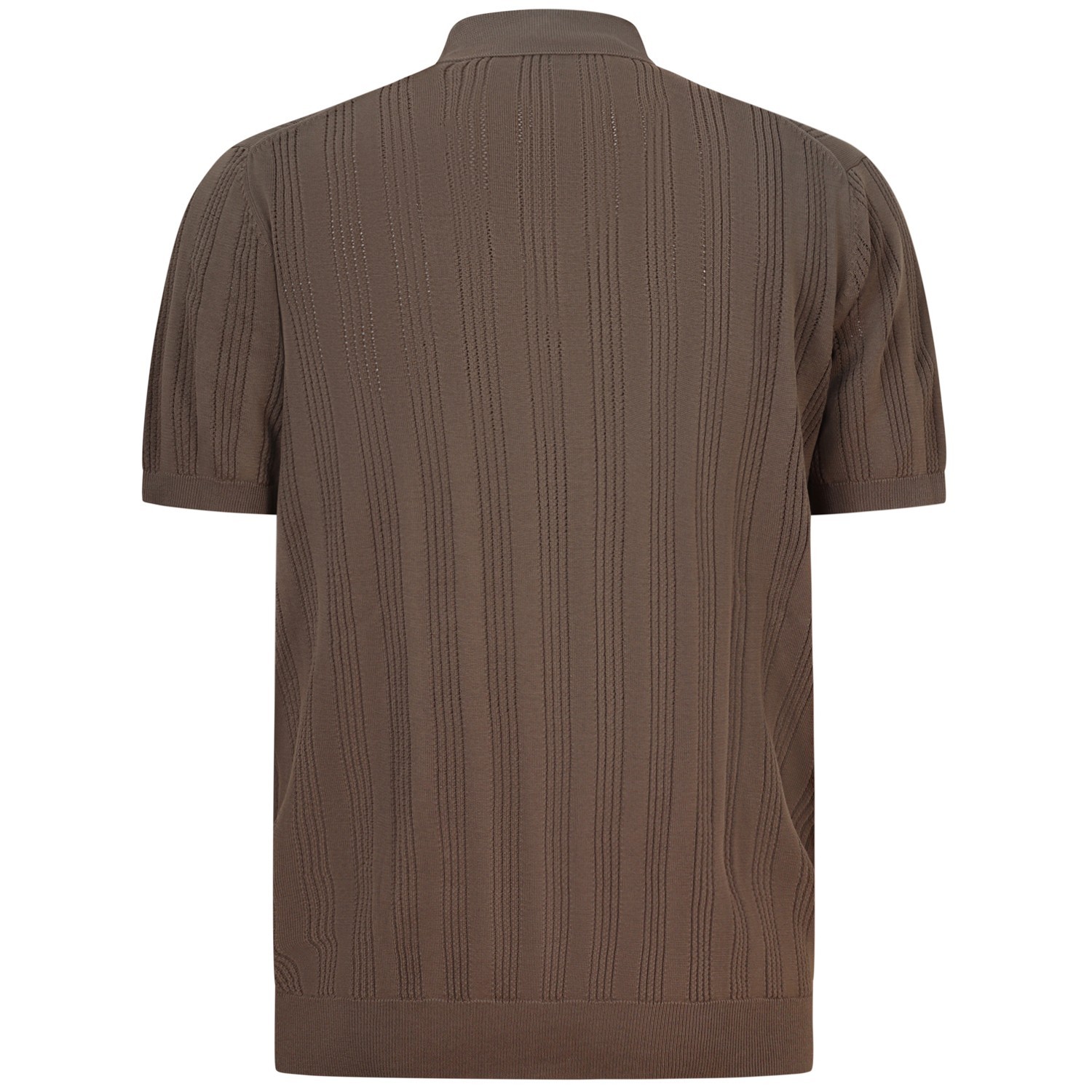 Polo in maglia traforata marrone per uomo 2