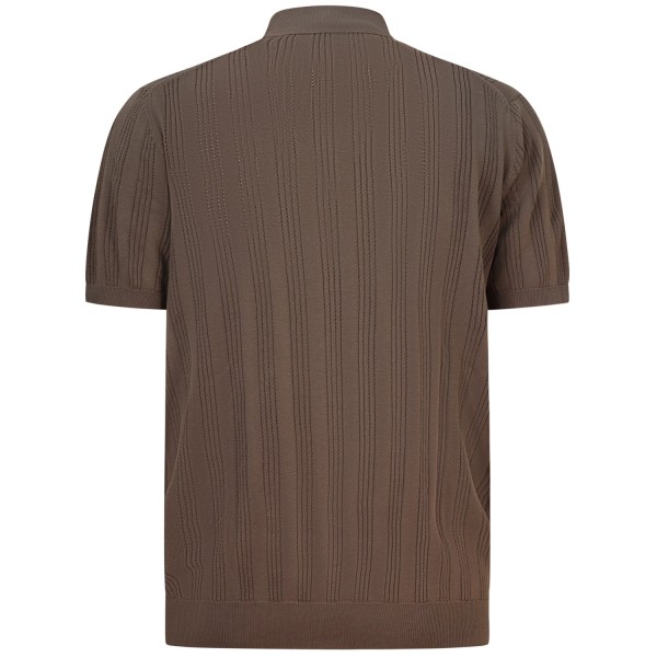 Polo in maglia traforata marrone per uomo