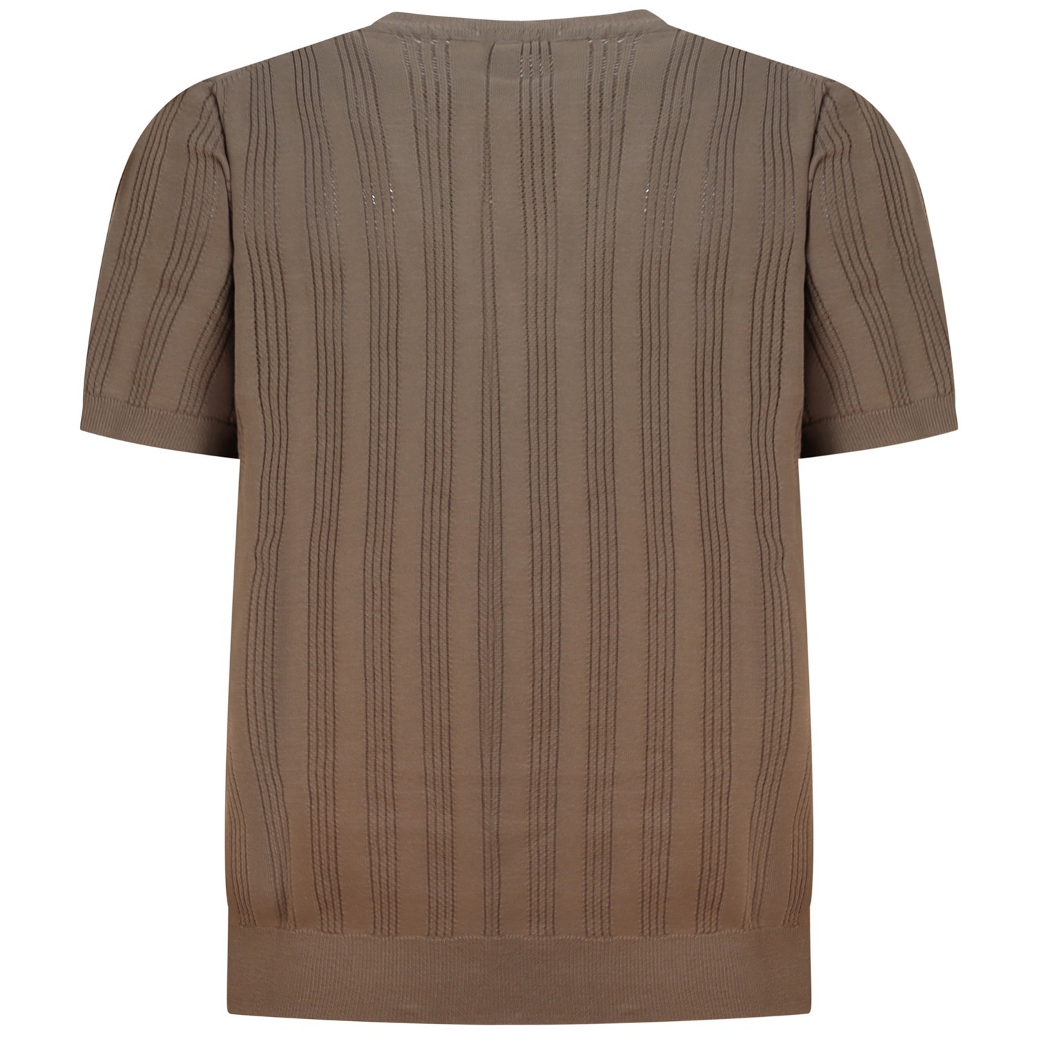 T-shirt in maglia traforata marrone per uomo 2