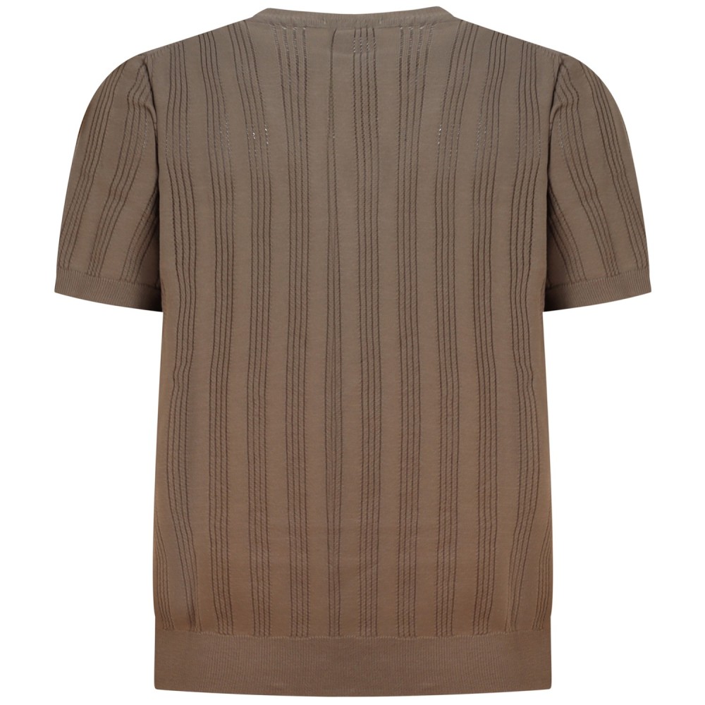 T-shirt in maglia traforata marrone per uomo