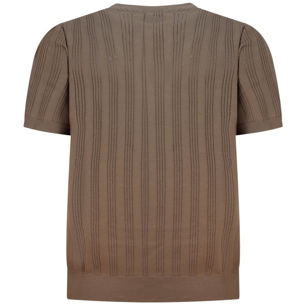 T-shirt in maglia traforata marrone per uomo