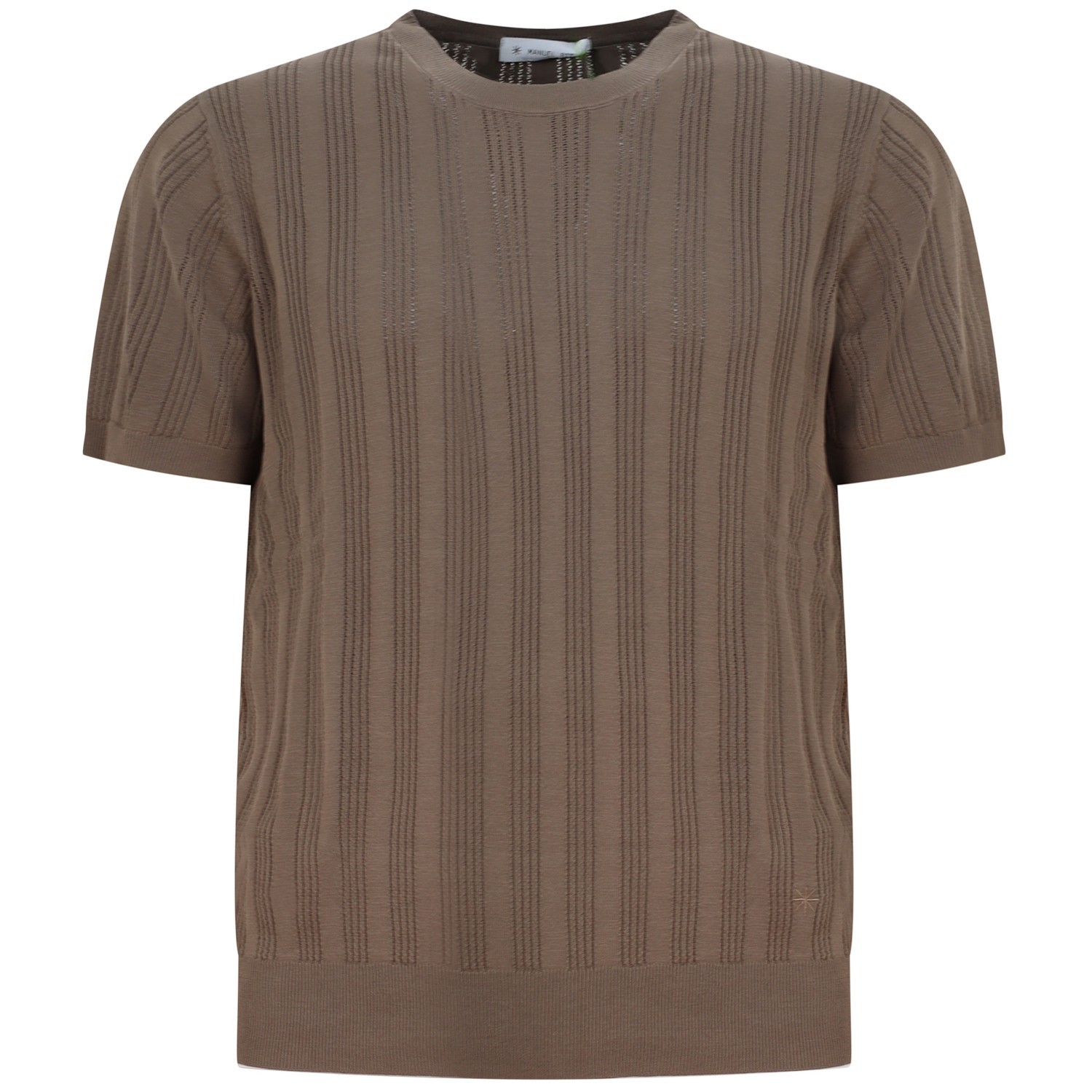 T-shirt in maglia traforata marrone per uomo