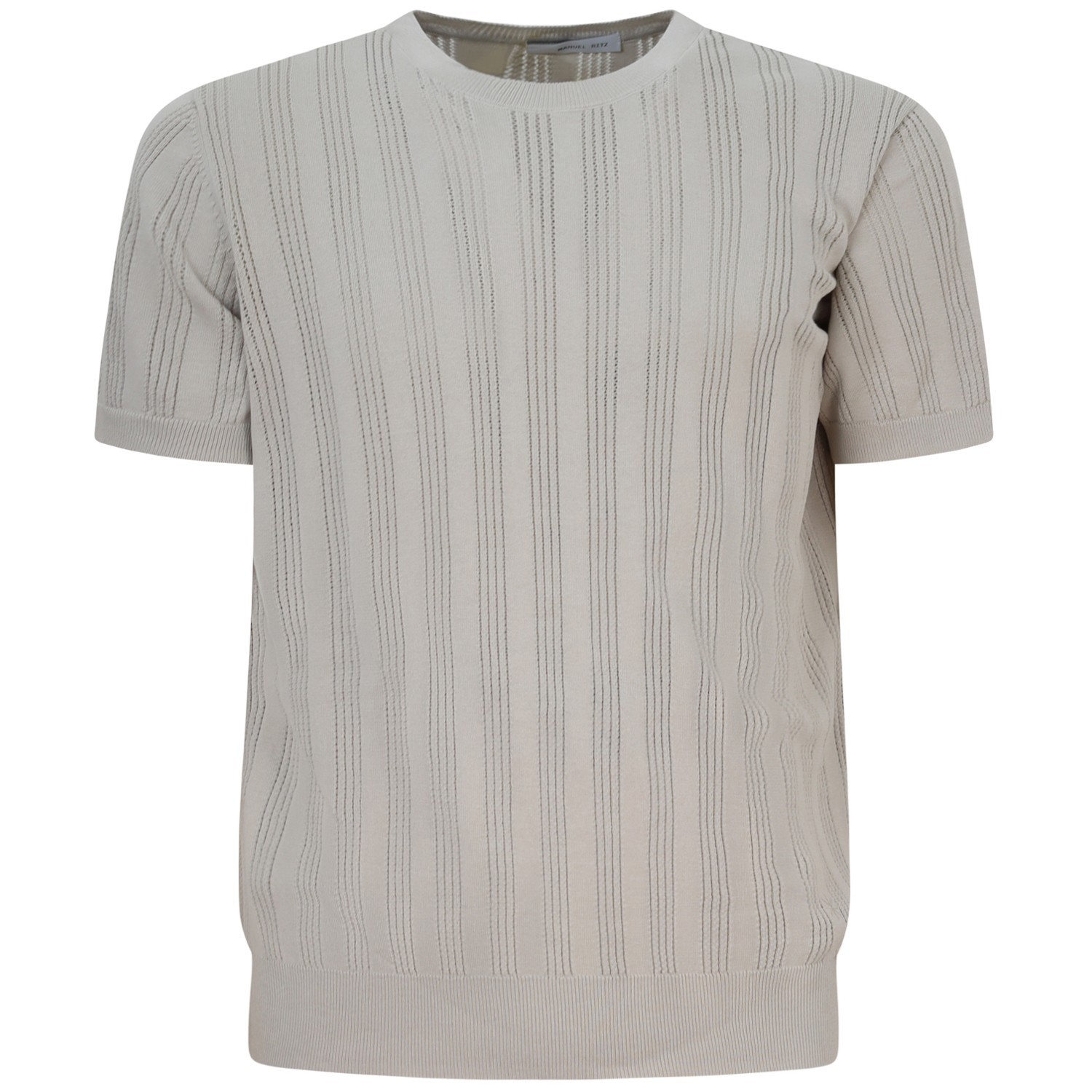T-shirt in maglia traforata beige per uomo