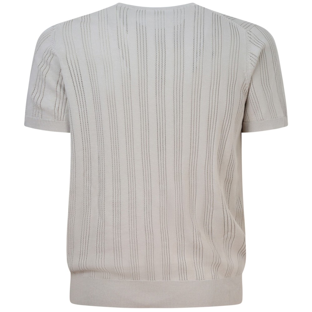 T-shirt in maglia traforata beige per uomo