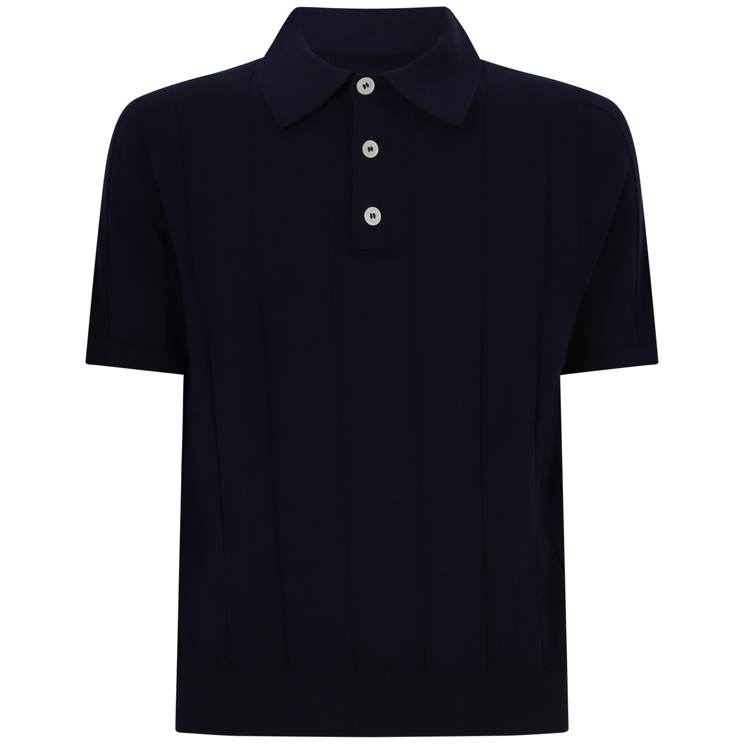 Polo in maglia blu a coste per uomo