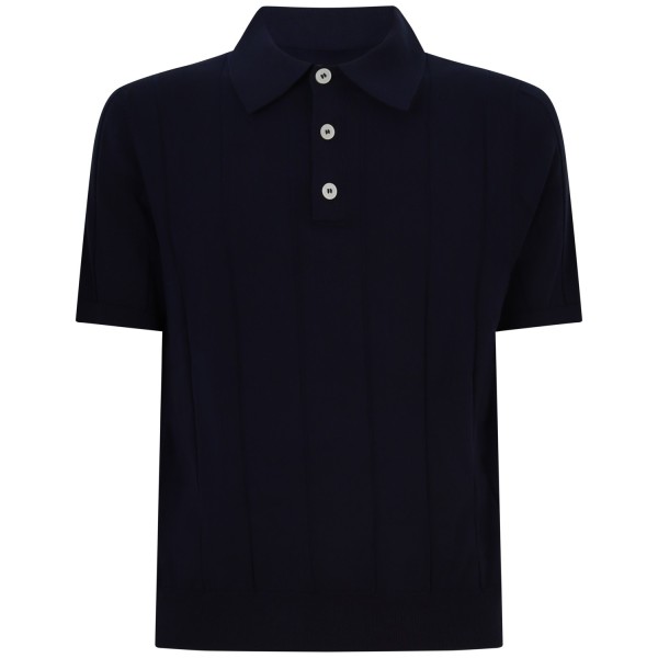 Polo in maglia blu a coste per uomo