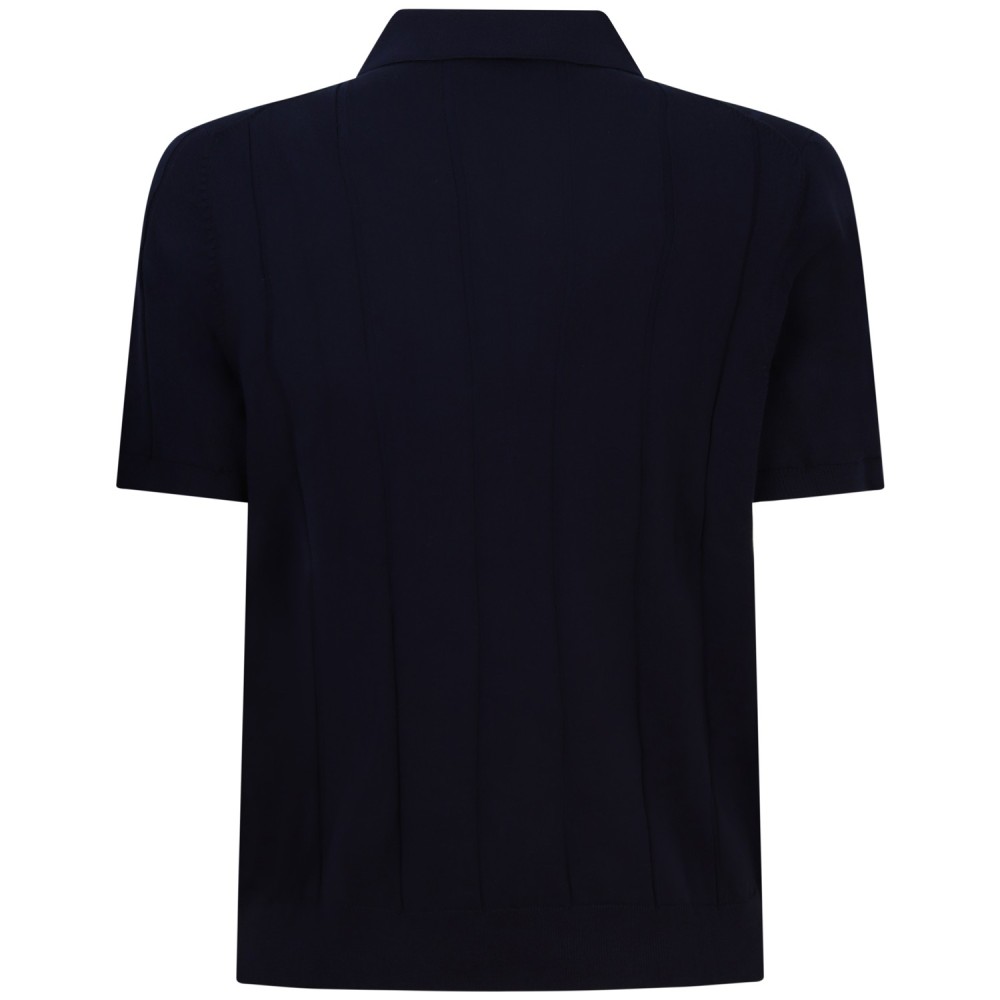 Polo in maglia blu a coste per uomo