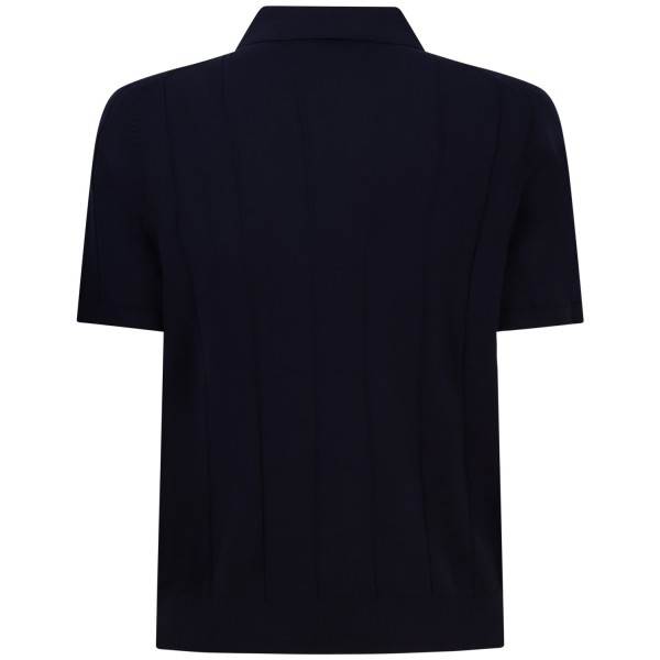 Polo in maglia blu a coste per uomo