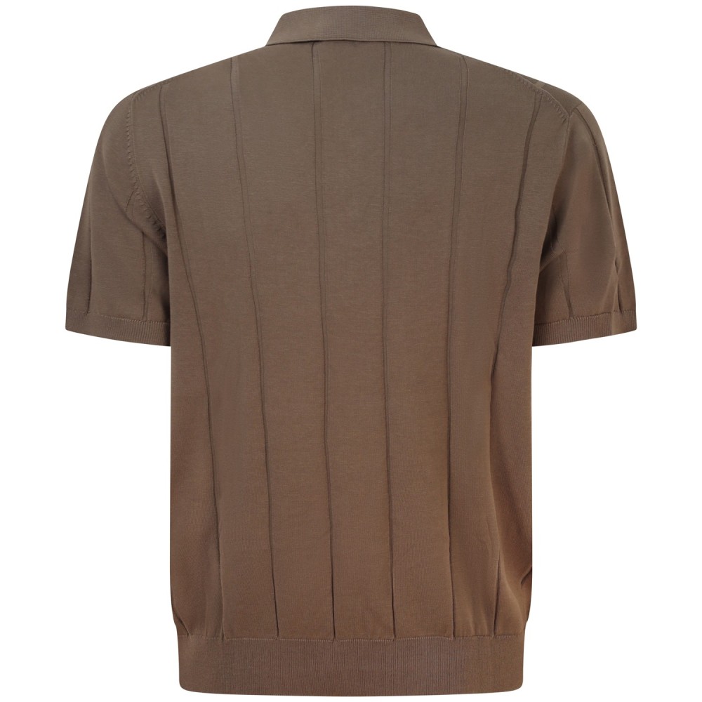 Polo in maglia marrone a coste per uomo