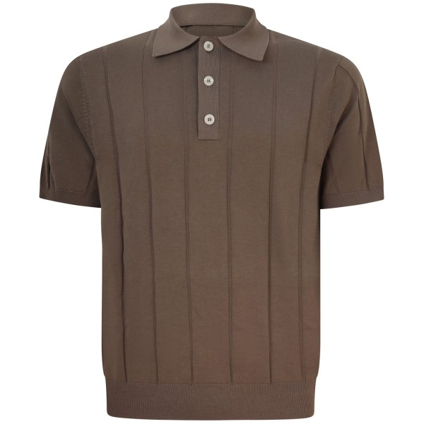 Polo in maglia marrone a coste per uomo