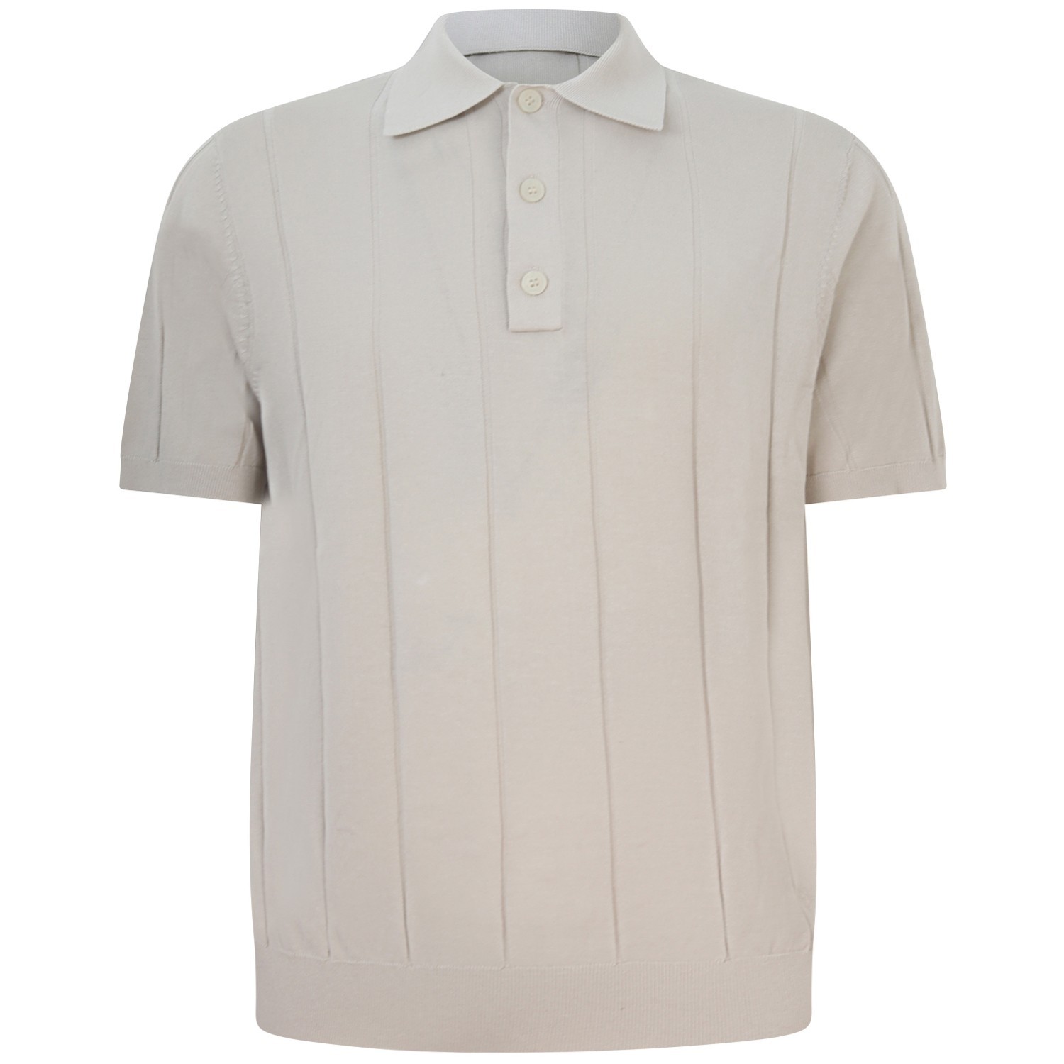 Polo in maglia beige a coste per uomo