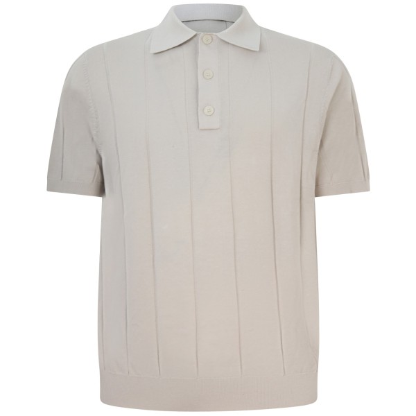 Polo in maglia beige a coste per uomo