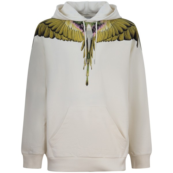 Felpa avorio con stampa gialla per uomo