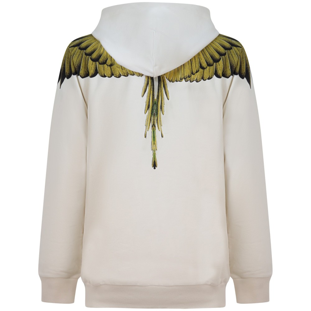 Felpa avorio con stampa gialla per uomo