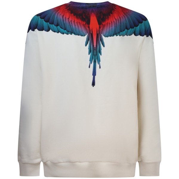 Felpa avorio con stampa rossa per uomo