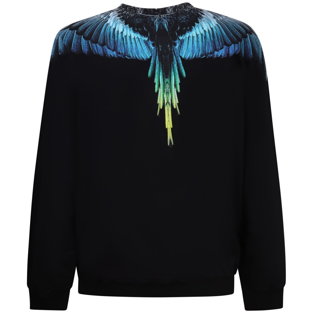 Felpa nera con stampa blu per uomo