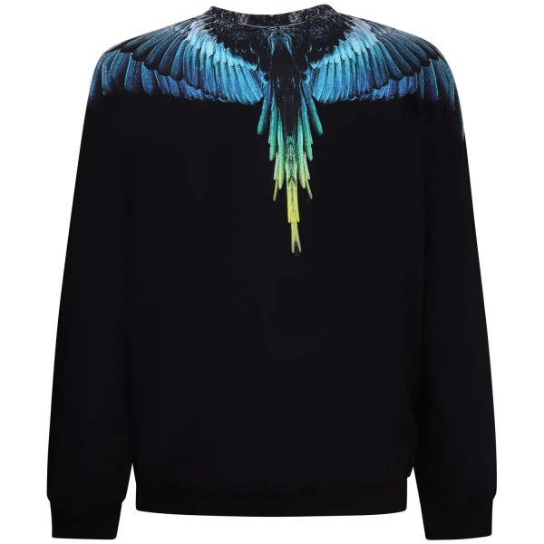 Felpa nera con stampa blu per uomo