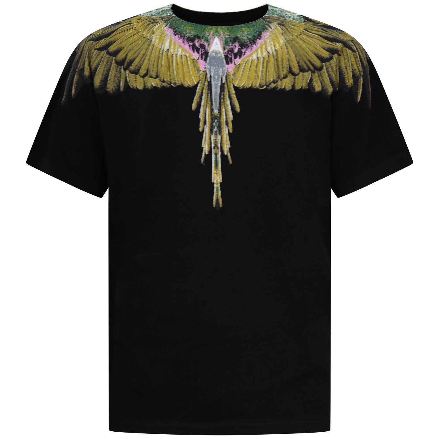 T-shirt nera con stampa gialla per uomo 2