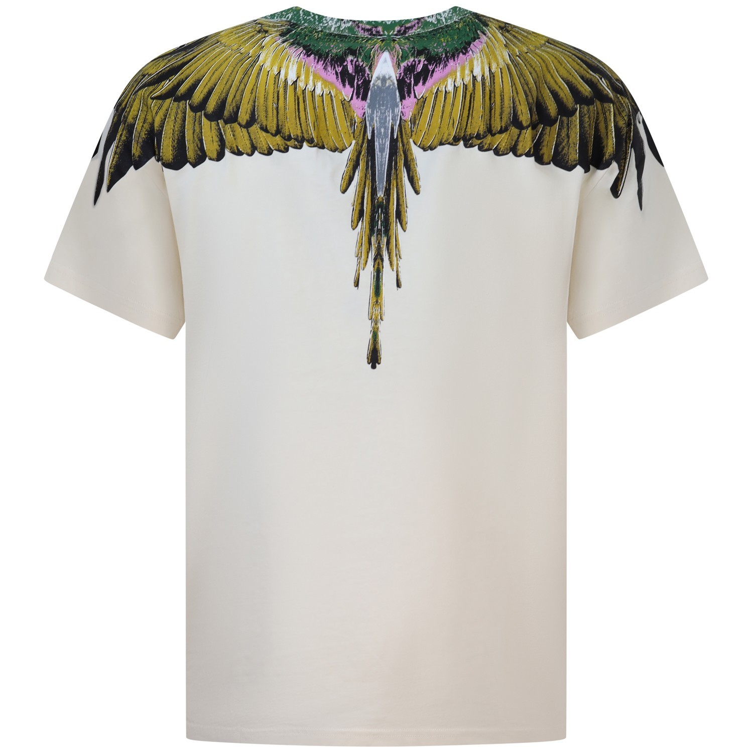 T-shirt avorio con stampa gialla per uomo 2