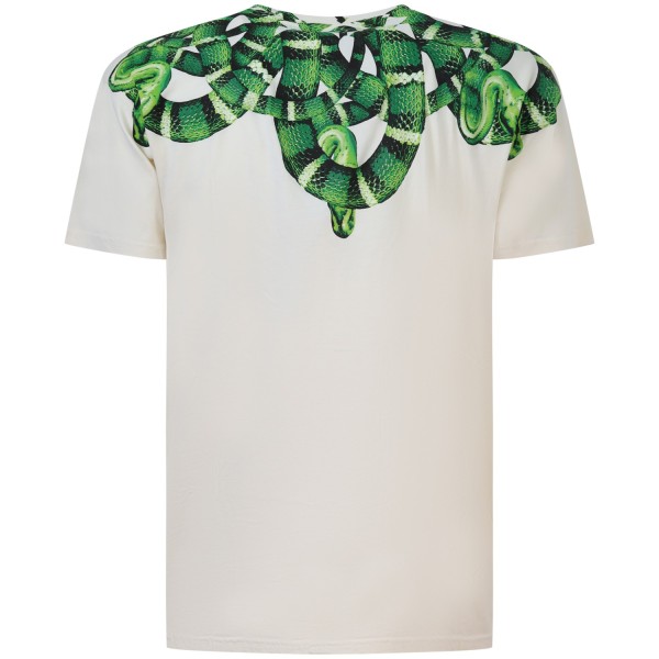 T-shirt avorio con stampa verde per uomo