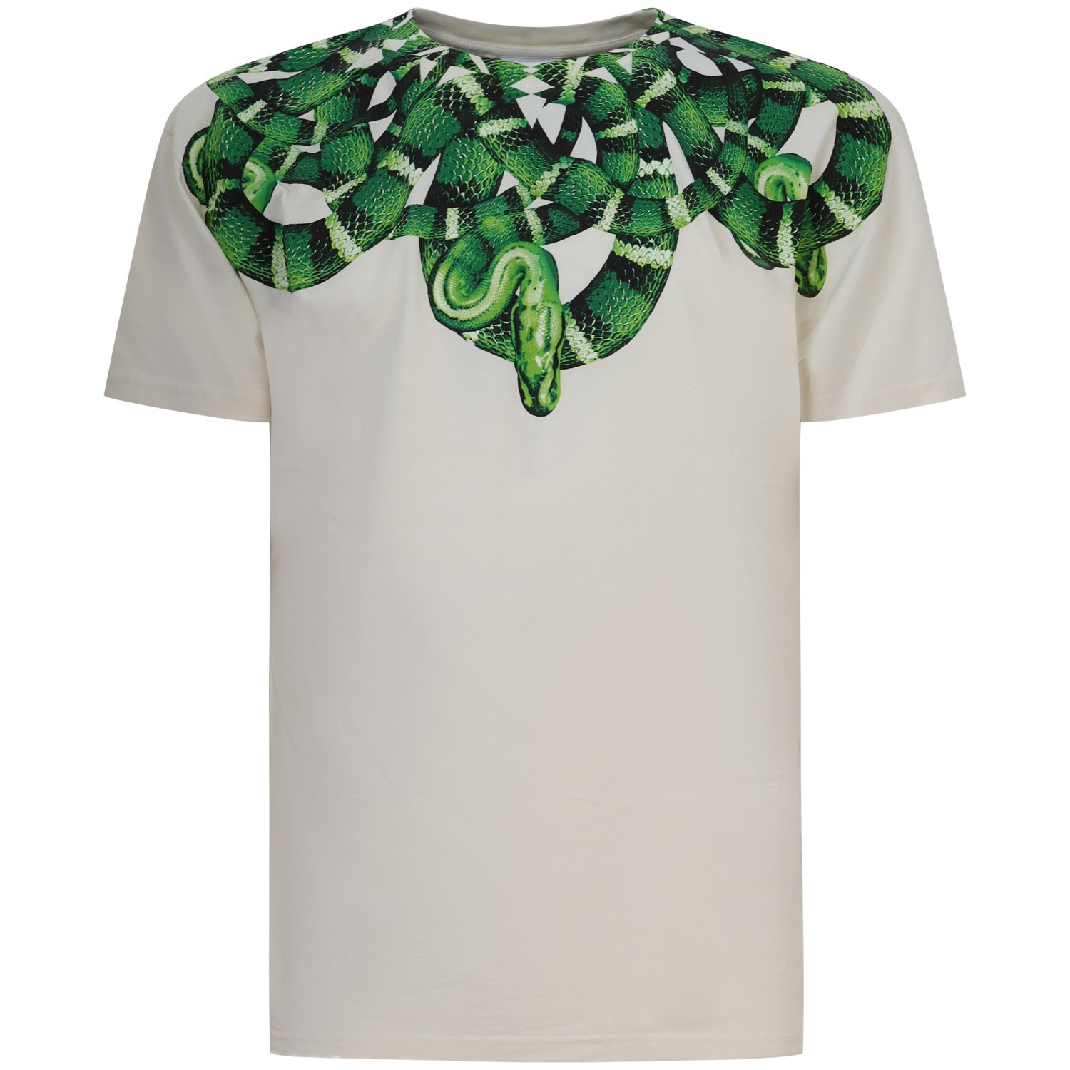 T-shirt avorio con stampa verde per uomo