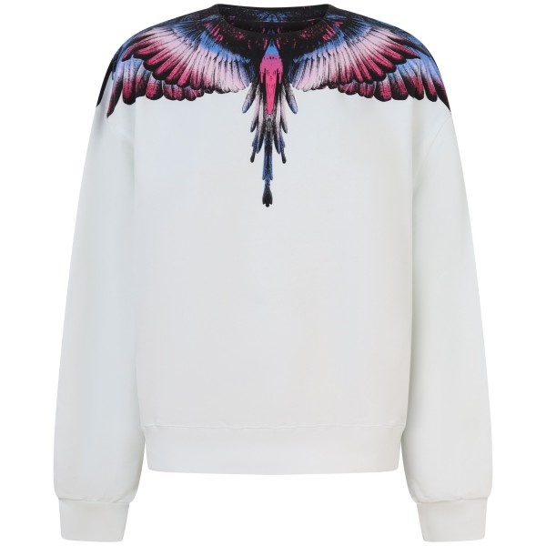 Felpa bianca con ali colorate per donna