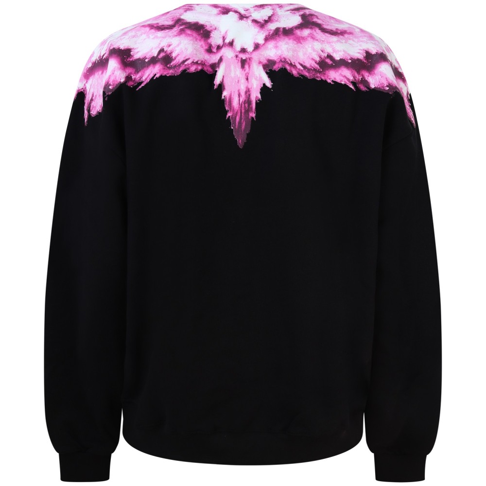 Felpa nera con ali colorate per donna