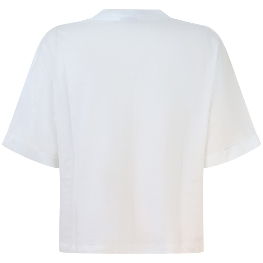 T-shirt bianca con ali argento per donna