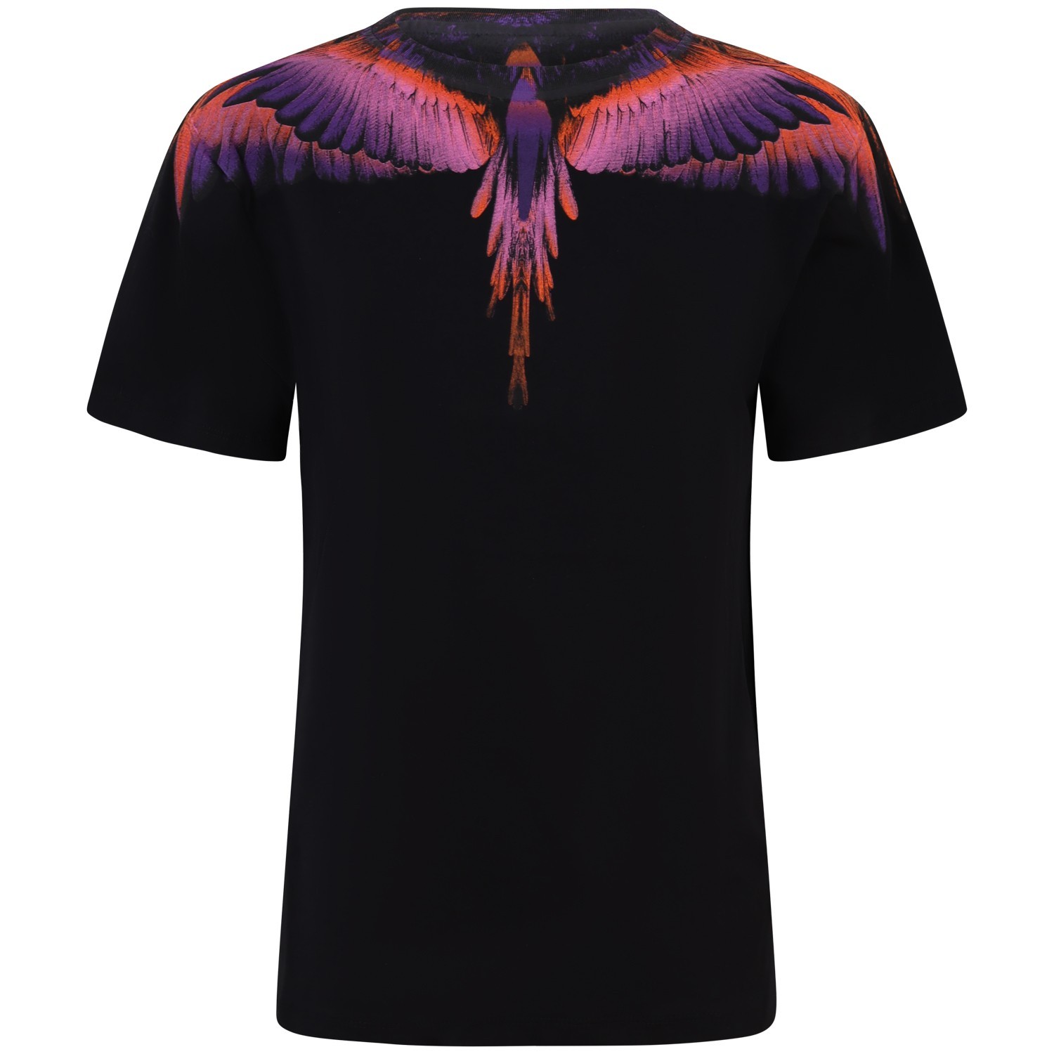 T-shirt nera con ali colorate   per donna