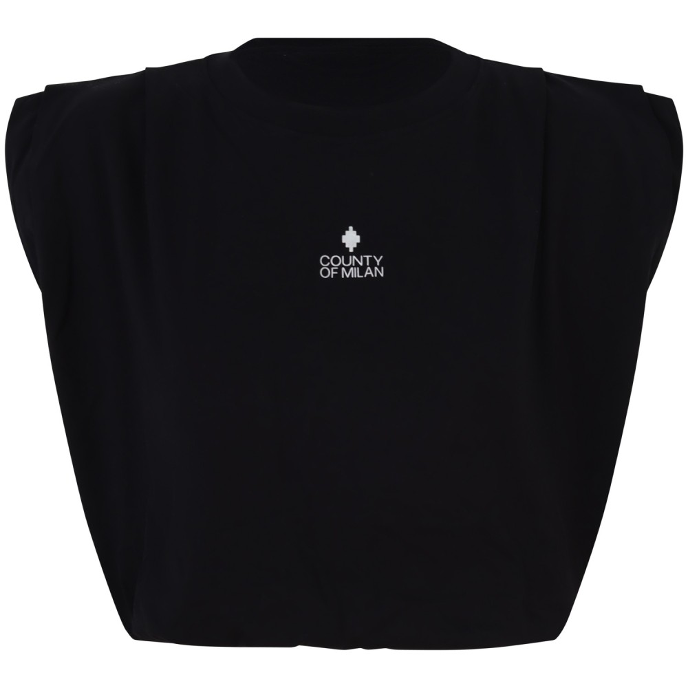 T-shirt nera crop  per donna