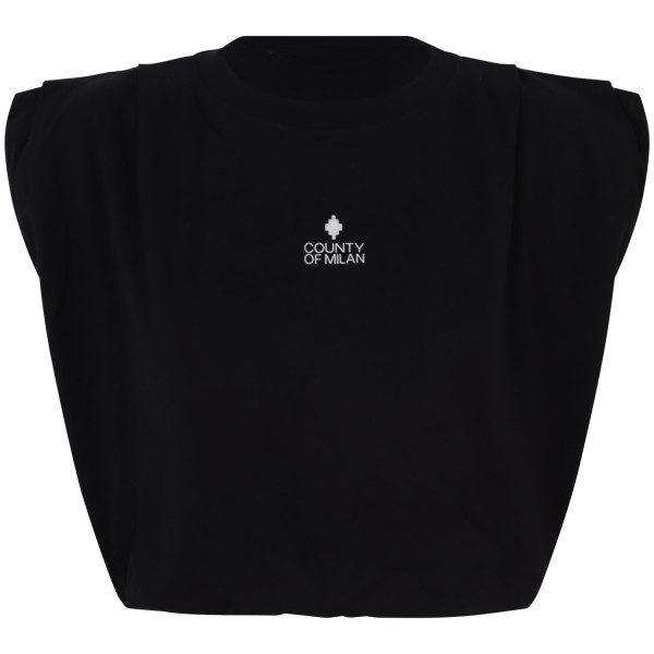 T-shirt nera crop  per donna