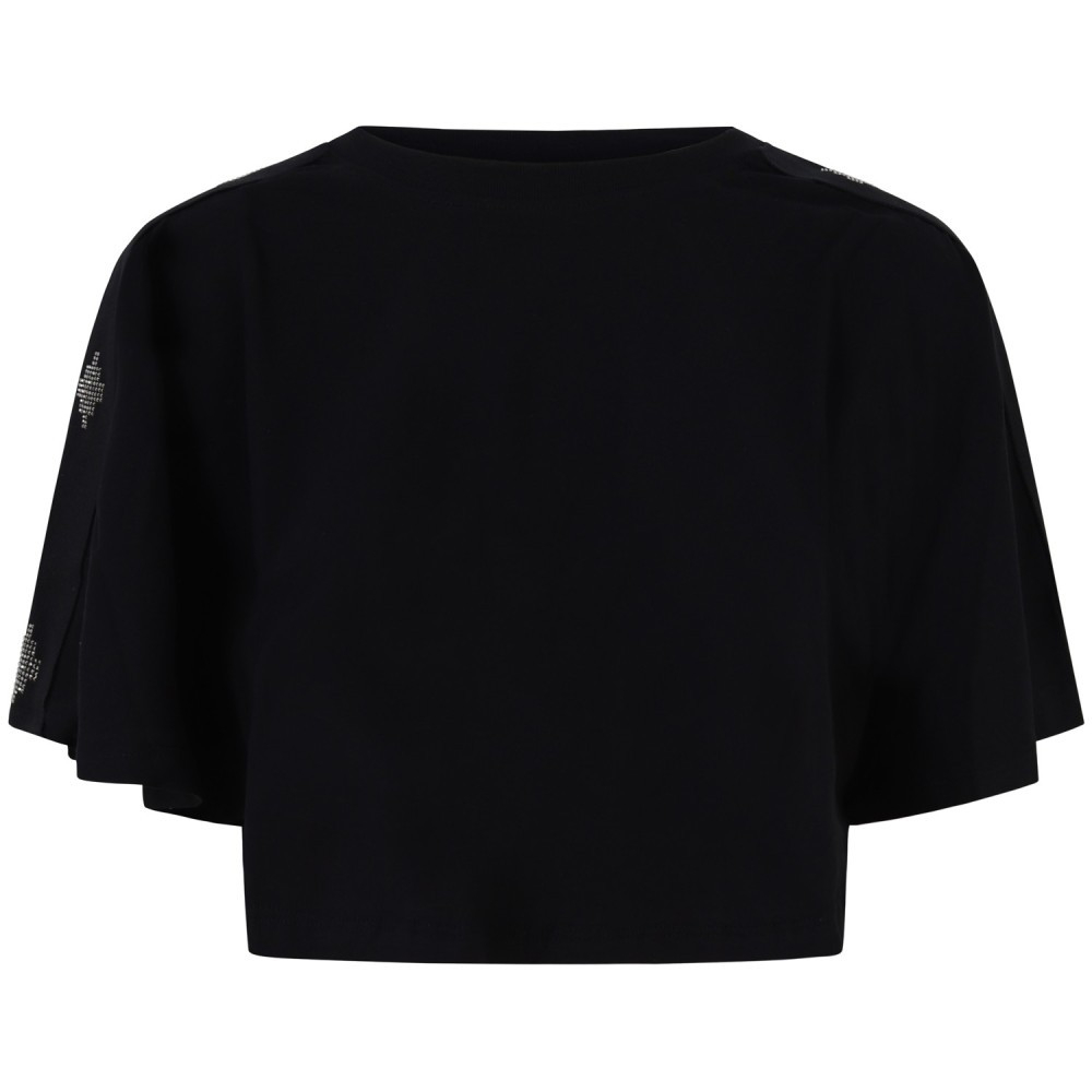 T-shirt crop con mini loghi laterali  per donna