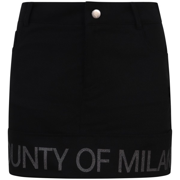 Mini gonna nera con logo per donna